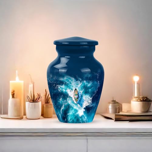 Sailing Ship Keepsake Urn 3 Inch - color: Ship Blue Urn-4, size: 3 Inch
