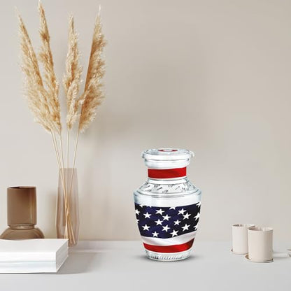 American Flag Urns for Human Ashes Adult Male & Female, Small Keepsake urn for Human Ashes Adult Women, Mini Cremation Urns 3Inch - color: Memorial American Flag