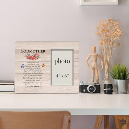 Dumyum Godmother Photo Frame from Goddaughter Godson | Godmother Gifts, 8 x 10 Wood Picture Frame for 4 x 6 Inch Photo - color: GODMOTHER