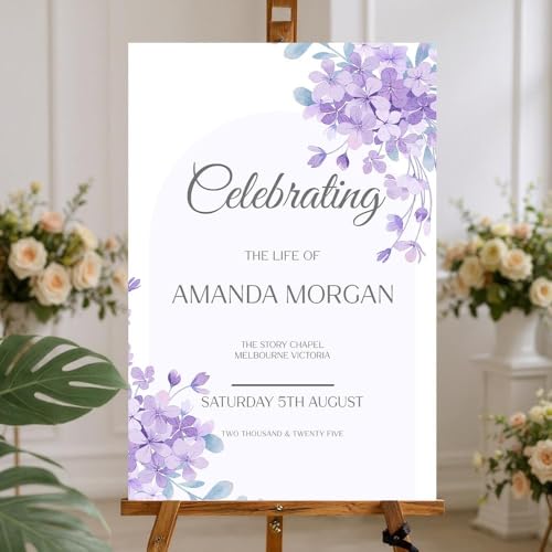 Funeral Welcome Sign – Celebration of Life Yard Poster – Text Customization – Elegant Memorial Design - color: Version 15