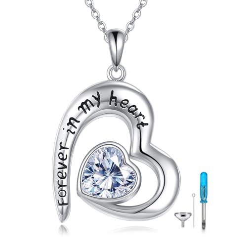 VONALA Urn Necklace Sterling Silver Memorial gifts for Ashes Keepsake Jewelry - style: Heart-CZ