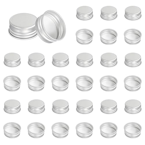 PATIKIL 28mm Metal Round Screw Lids, 36 Pcs Aluminum Mason Jar Lids Screw Top Caps for Lab Home Storage Jars Gallon Jugs Glass Snack Containers Liquid Storage, Silver Tone - size: 28mm