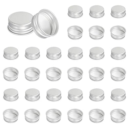 PATIKIL 28mm Metal Round Screw Lids, 36 Pcs Aluminum Mason Jar Lids Screw Top Caps for Lab Home Storage Jars Gallon Jugs Glass Snack Containers Liquid Storage, Silver Tone - size: 28mm