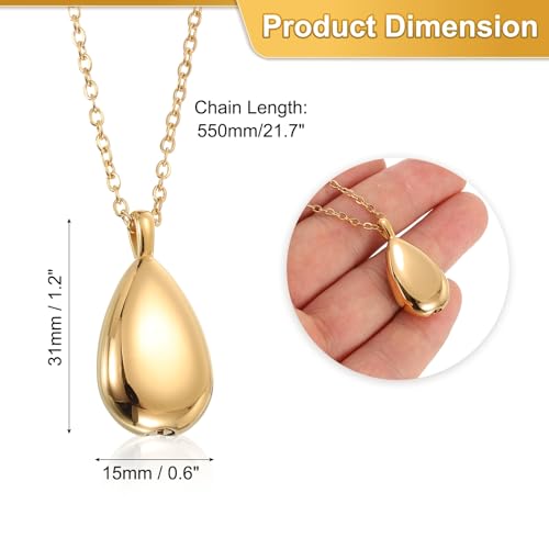uxcell Drop Cremation Necklace Waterproof Keepsake Pendant with Funnel Kit for Ashes - color: Gold Tone