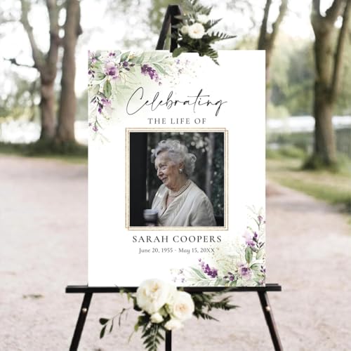Photo Funeral Welcome Sign, Celebration Of Life Funeral Welcome Sign, Celebration Of Life Decoration - Large Funeral Poster - Memorial Sign 12" X 18" (Small), 27" (Medium), 36" (Large) Style 09 - color: Style 10