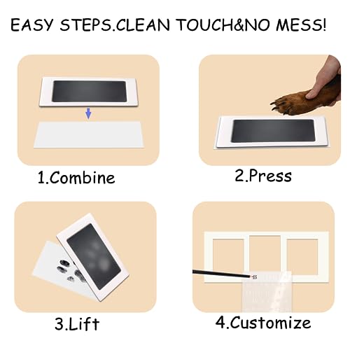 MYPAWLETS Paw Print Frame & Ink Pads Kit,Pawprint Kit for Dog/Cat,XL Black | 2 No Mess Ink Pads,Clean Touch,PawPrint Stamp Pad,Dog Nose Print,Quality Memorial Frame,Personalized Dog Mom Gifts - color: Large-Black