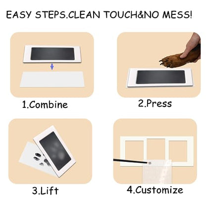 MYPAWLETS Paw Print Frame & Ink Pads Kit,Pawprint Kit for Dog/Cat,XL White | 2 No Mess Ink Pads,Clean Touch,PawPrint Stamp Pad,Dog Nose Print,Quality Memorial Frame,Personalized Dog Mom Gifts - color: Large-White