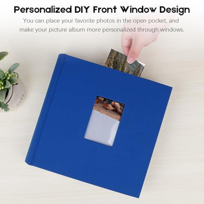 Aevdor 5x7 Photo Album, 240 Photos, Writing Space, Linen Cover, Blue - color: Blue