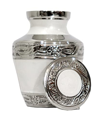 Small Urns for Human Ashes Adult Male Female | Gift Pack of Pearl White Aesthetic Mini Urn, Red Velvet Carry Bag, A Paper Funnel in a Premium Gift Box - color: Pearl White, size: Pack of 1