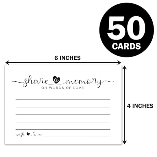 50 Share a Memory Cards for Celebration of Life, Graduation, Retirement, Birthdays, and Going Away Parties, Guest Book Ideas, Funeral Sign In Book For Memorial Service 4x6 Inches (Pack of 2) - size: 4x6 inches (Pack of 2)
