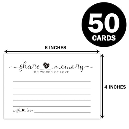 50 Share a Memory Cards for Celebration of Life, Graduation, Retirement, Birthdays, and Going Away Parties, Guest Book Ideas, Funeral Sign In Book For Memorial Service 4x6 Inches (Pack of 2) - size: 4x6 inches (Pack of 2)