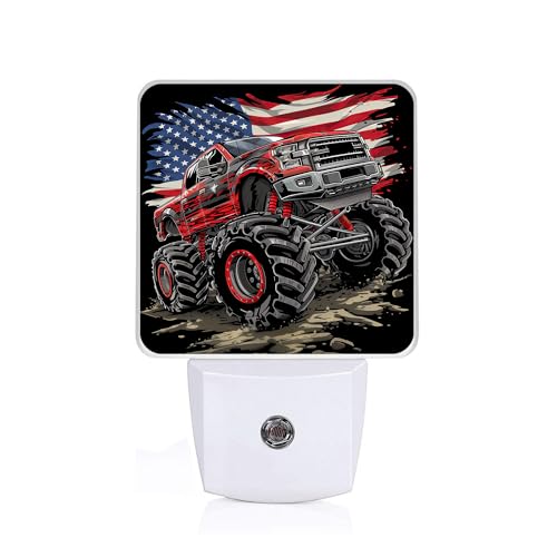 Monster Truck Night Light,Funny Plug-in Night Lights with Dusk-to-Dawn Sensor for Bedroom,Bathroom and Living Room Sleep Friendly lamp 0.5w - color: Funny Monster Truck