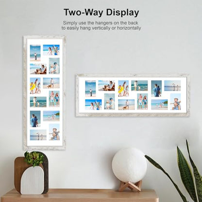 Hongkee 12x36 Picture Frame Set of 2, Collage Twelve 4x6 with Mat, Glass - color: Distressed White, size: 12x36 in matted to 12-4x6