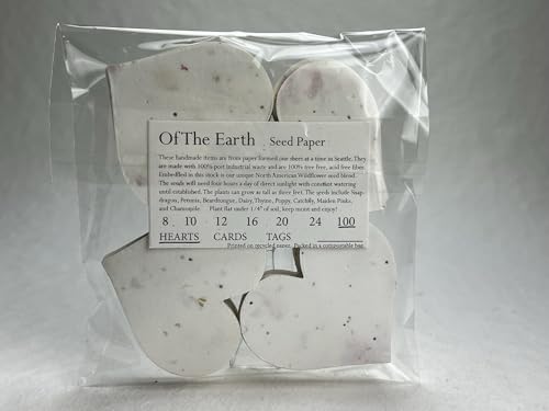 Of The Earth Handmade Paper - Wildflower Seed Paper Large Hearts - Recycled Flower Petals - Bulk Set of 100 (24s Pink Petal) - color: 24s Pink Petal