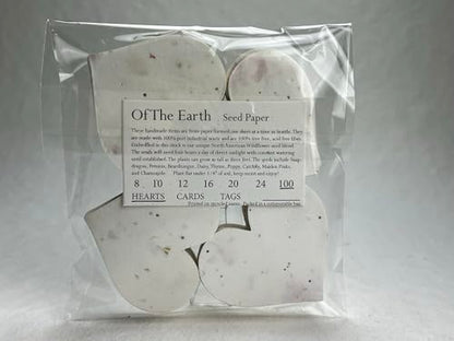 Of The Earth Handmade Paper - Wildflower Seed Paper Large Hearts - Recycled Flower Petals - Bulk Set of 100 (24s Pink Petal) - color: 24s Pink Petal