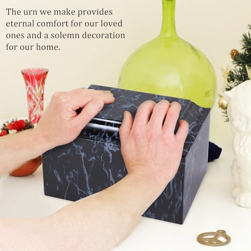 Rsobl Black Marble Cremation Urn Vault for Human Ashes, Adult Sized for Ground Burial, Home Memorial and Funeral Use - size: Black