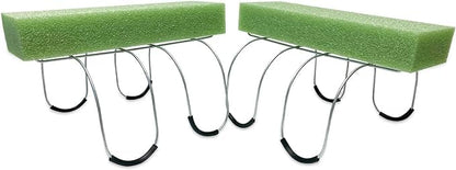 2 Pack 12 Inch Wire Headstone Saddle with Foam Attached Plus! 24 Sprays Green Leather Fern Artificial Silk Leaves 16" Made in the USA