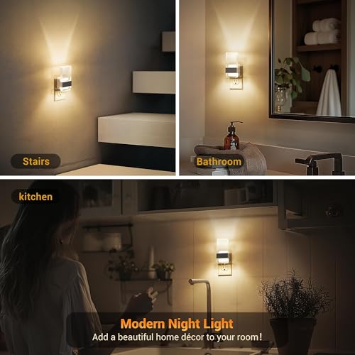 JandCase Night Lights Plug into Wall, Dusk to Dawn Sensor - color: Silver-3000K, size: 2 Pack