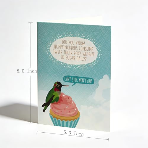 Funny Hummingbird Birthday Card - Humorous & Inspirational Design, Sweet Gift for Sweet-Toothed Friends, Family & Coworkers - color: QY-39