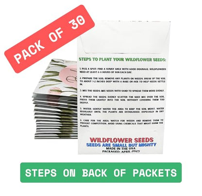 Wildflower Seed Packets Baby in Bloom Shower Party Favors (Pack of 30) Wildflower Seed Packet Favors Gift (Pink Baby in Bloom) - color: Pink Cursive