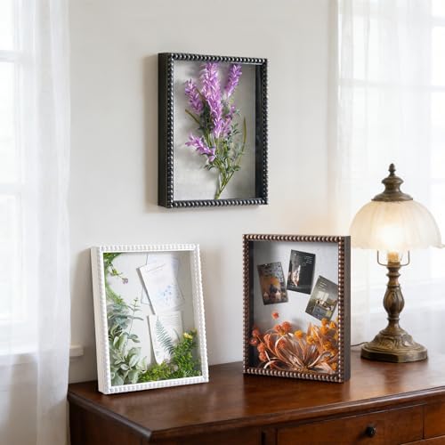 Muzilife 16x20 Shadow Box Pine Wood with Unique Bead Door, 3.18 Deep, White - color: White-bead Shape, size: 16"x20"