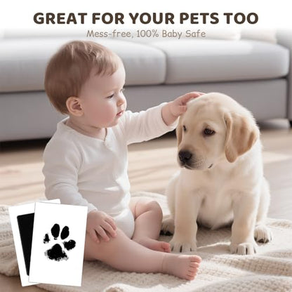 2 Park Baby Footprint Kit with 1 Wooden Frame, No Mess Inkless Hand and Footprint Kit, Clean-Touch Ink Pads for Fingerprint Stamps, Paw Print Kit for Dogs Cats, Baby Shower Gifts Keepsake for New Mom - size: S-2park