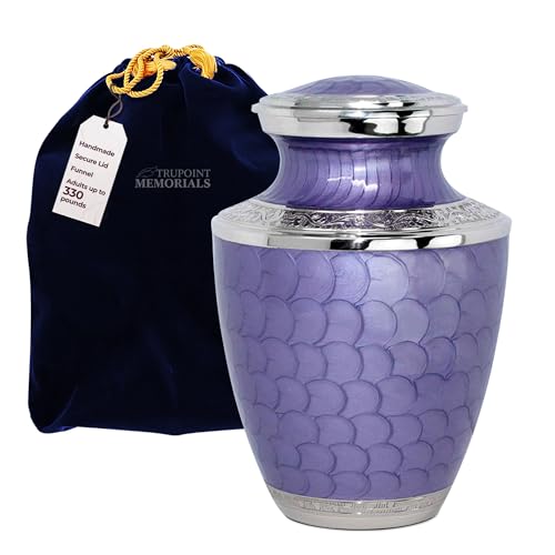 Trupoint Memorials Cremation Urns for Human Ashes, Silver Lining Decorative Burial Urns for Male and Female, Funeral Memorial Urn for Women and Men - Lavender, XL (300LB) - color: Lavender, size: Extra Large