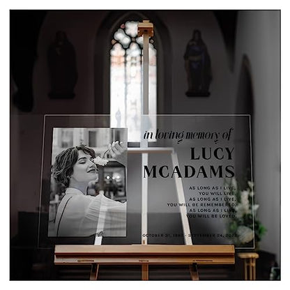 Personalized In Loving Memory Funeral Sign With Photo - Custom-Made Meaningful Sign To Commemorate A Loved One You Dearly Miss (Paper) - color: Sign 1