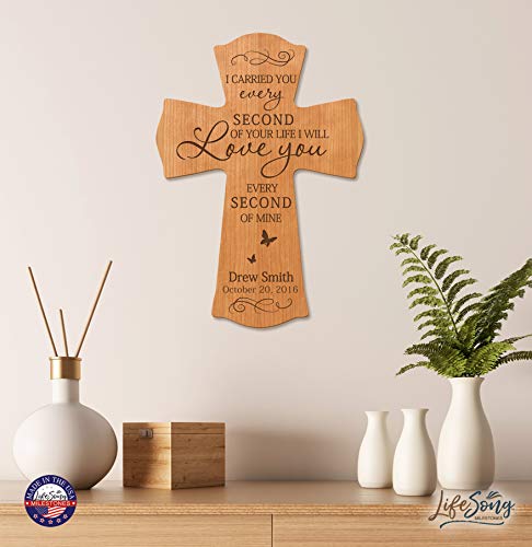LifeSong Milestones Memorial Wooden Cross 8.5x11 I Carried You (Butterfly) Condolence Funeral Remembrance in Loving Memory Bereavement Gift for Loss of Loved One (Cherry) - color: Cherry