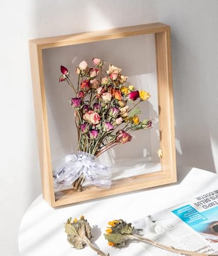 JOSON 2 packsWooden Dried Flower Photo Frame Dried Flower Display Stand Decorative Floating Photo Frame (Wood color 4x6) - color: Wood color-4x6