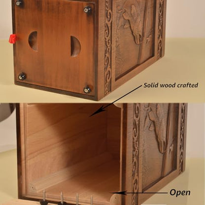 Wooden Cremation Urn for Human Ashes, Adult, Male/Female, Large, Design, 250 lbs Capacity (Walnut Wood Color, 250LBS, Fishing)