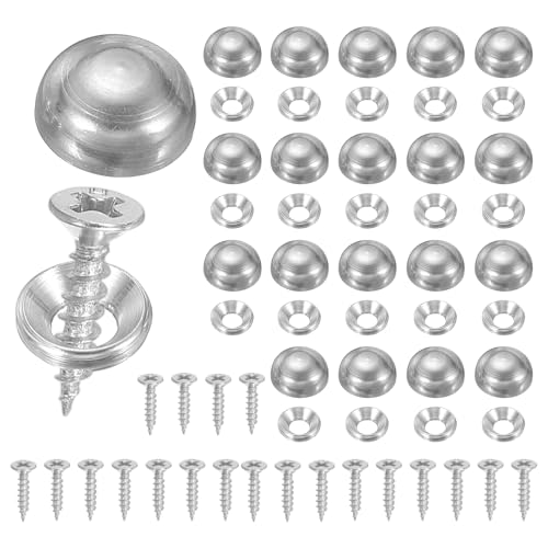 Brass Decorative Screws with Caps, Mirror Screw Self Tapping Screws Decorative Cover - Fitting for(Furniture Fixing- Wall Hangings - Wood Handcrafted) 13mm & 20 Pack & Silver - color: Silver, size: 13mm