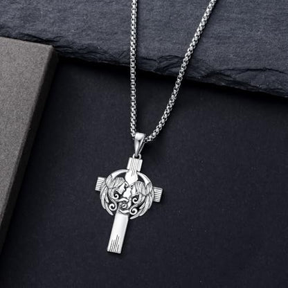 PROESS Cross Necklace for Women Men Sterling Silver Rose/Sunflower Cross Pendant Religious Jewelry Christmas Birthday Mothers' Day Gifts - color: 01-08-Gemini