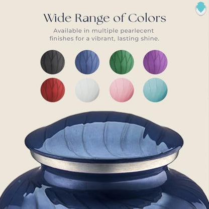 Embrace Adult Personalized Doves Cremation Urns for Human Ashes I Large Picture Pearl Cobalt Blue Funeral Urn for Adult Men and Women with Double Side Engraving I 200 lbs - color: _Pearl Cobalt Blue (Double Sided)
