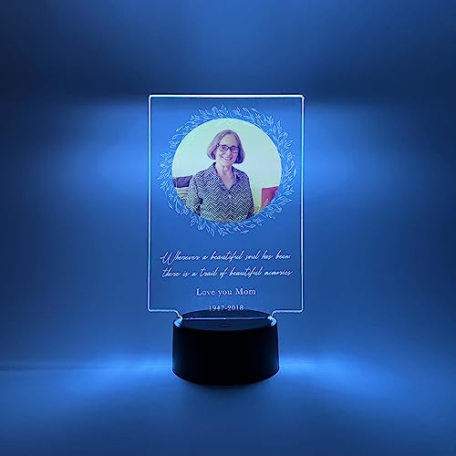 MIRROR MANIA Custom Personalized Photo LED Sympathy Gifts Memorial in Loving Memory of Loved One Heaven Bereavement Gifts Remembrance Gifts Condolence Gifts for Loss of Mother Loss of Father