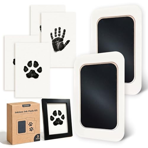 Inkless Paw Print Kit for Dogs, Cats & Babies-Clean Touch Mess-Free Paw & Handprint Impression Keepsake-Memorial Gifts for Pet Lovers & New Moms-2 Inkless Pads&Black Wooden Frame - color: Black Frame，2-Pack