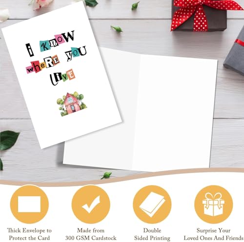 Funny Housewarming Card, Snarky New Home Congrats Card Gift for Friend Coworker, Moving Away Cards, Celebrating New House Cards - I know where you live - color: #4