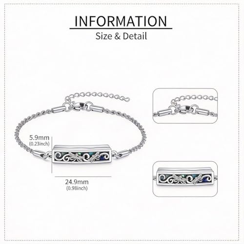 ONEFINITY Urn Bracelet for Ashes Abalone Shell Tree of Life/Hummingbird/Mountain/Butterfly/Dragonfly/Opal Bracelet Cremation Jewelry Gifts for Women - color: Dragonfly