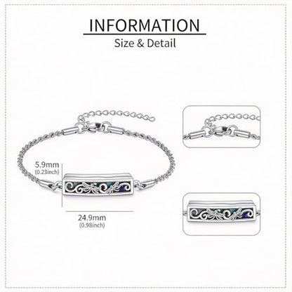 ONEFINITY Urn Bracelet for Ashes Abalone Shell Tree of Life/Hummingbird/Mountain/Butterfly/Dragonfly/Opal Bracelet Cremation Jewelry Gifts for Women - color: Dragonfly