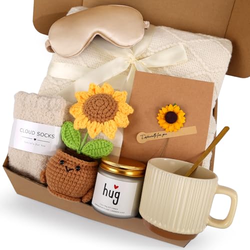 Sending Sunshine Sunflower, Thinking of You Care Package Unique Birthday Gift Baskets for Women Best Friend Mom Grandma Sister