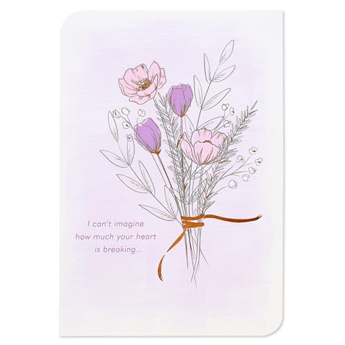 American Greetings Sympathy Card for Miscarriage (I'm Here For You) - color: Linework Bouquet