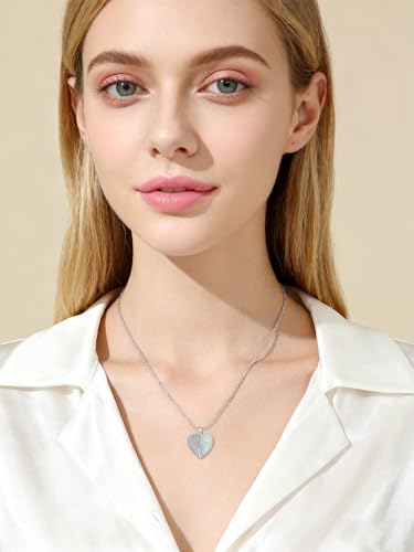 CHENGHONG Heart Pendant Locket Necklace 925 Sterling Silver Personalized Locket Necklace That Holds Pictures Photo Memorial Memory Jewelry Gifts for Women - style: I-Angel Wing