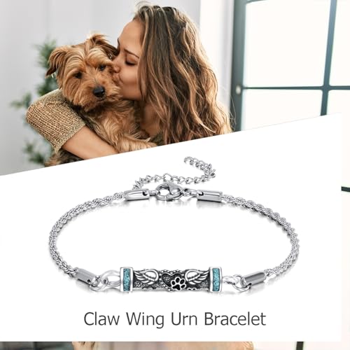 Urn Bracelet For Ashes 925 Sterling Silver Abalone Shell Cremation Keepsake Pendant Locket Bracelet For Women Men - style: Pet Wing