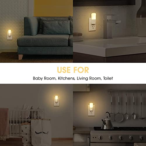 LOHAS-LED Plug in Night Light, Dimmable LED Night Lights Dusk to Dawn 2Pack | Soft White 3000K Sleep Nightlight, Adjustable Brightness 5-80lm Mini Light for Nursery Kids Room Hallway Kitchen - color: Warm