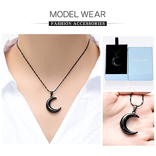 Imrsanl Cremation Jewelry for Ashes Moon Urn Necklace Stainless Steel Memorial Lockets Keepsakes Jewelry for Ashes Pendant - Fill kit - color: Black