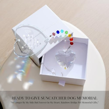 Hegelda Pet Memorial Gifts for Dogs Cats Crystal Suncatcher Ornaments | "No longer by my side" Crystal Suncatcher with Angel Wings, Pet Sympathy Gifts for Loss of Pet - style: Dog