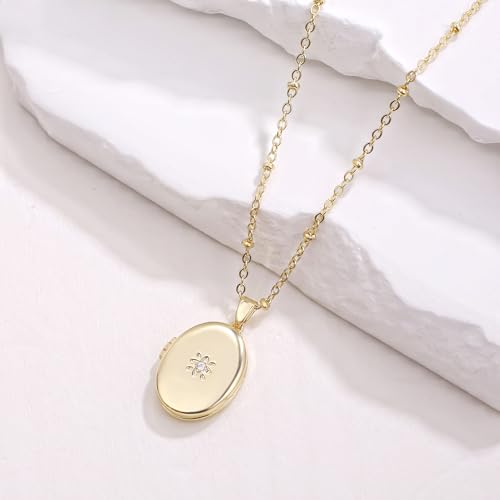 YOUFENG Love Heart Oval Locket Necklace that Holds Pictures Photo Lockets Birthday Gifts Jewelry for Women - style: Oval