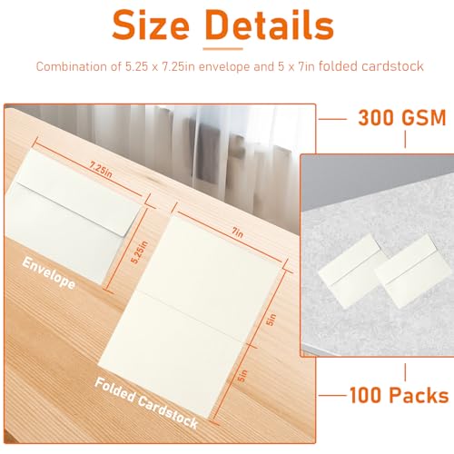Guakicae 100 Packs Ivory Blank Greeting Cards and Envelopes 5 x 7 - color: Off White, size: 5x7-100pcs
