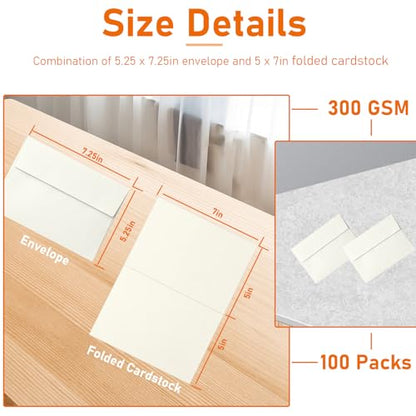 Guakicae 100 Packs Ivory Blank Greeting Cards and Envelopes 5 x 7 - color: Off White, size: 5x7-100pcs