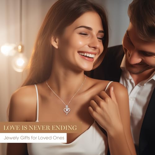 925 Sterling Silver Rose Love Heart Birthstone Necklaces for Women Jewelry | Hypoallergenic Nickel-Free & Lead-Free Pendant,Birthday Anniversary Christmas Gift for Women Wife Mom Girlfriend - color: White Gold-04-Apr